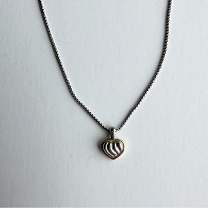 David Yurman Cable Heart Kids Necklace Silver and Gold